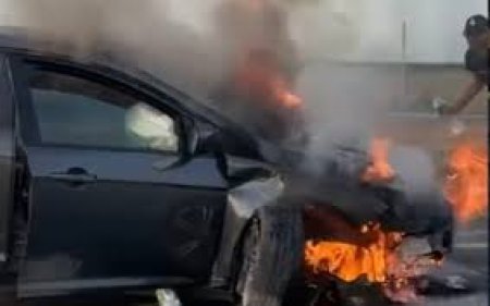 Zaqatalada minik avtomobili yandı