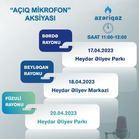 Azəriqaz" İB-nin “Açıq mikrofon” aksiyası keçiriləcək