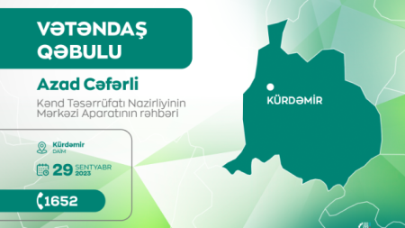 Nazirliyin əməkdaşı Kürdəmirdə vətəndaşları qəbul edəcək