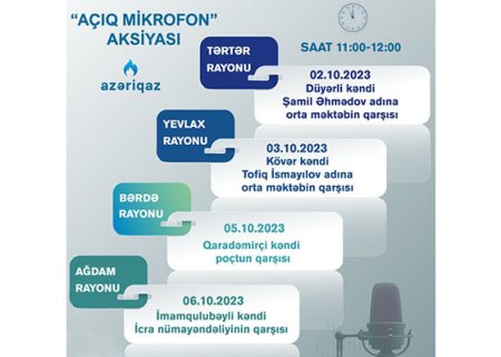 Bu rayonlarda "Açıq mikrofon” aksiyası keçiriləcək