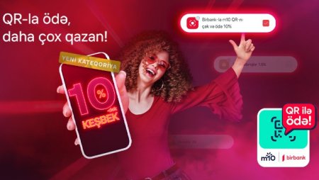 Birbank-da m10 QR kodunu çək və ödə, 10%-dək keşbek qazan