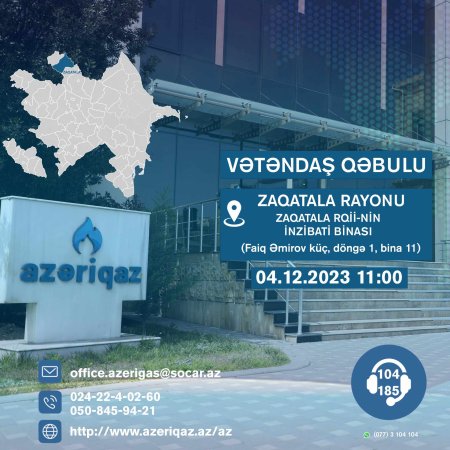 "Azəriqaz" İB rəhbərliyinin növbəti vətəndaş qəbulu keçiriləcək